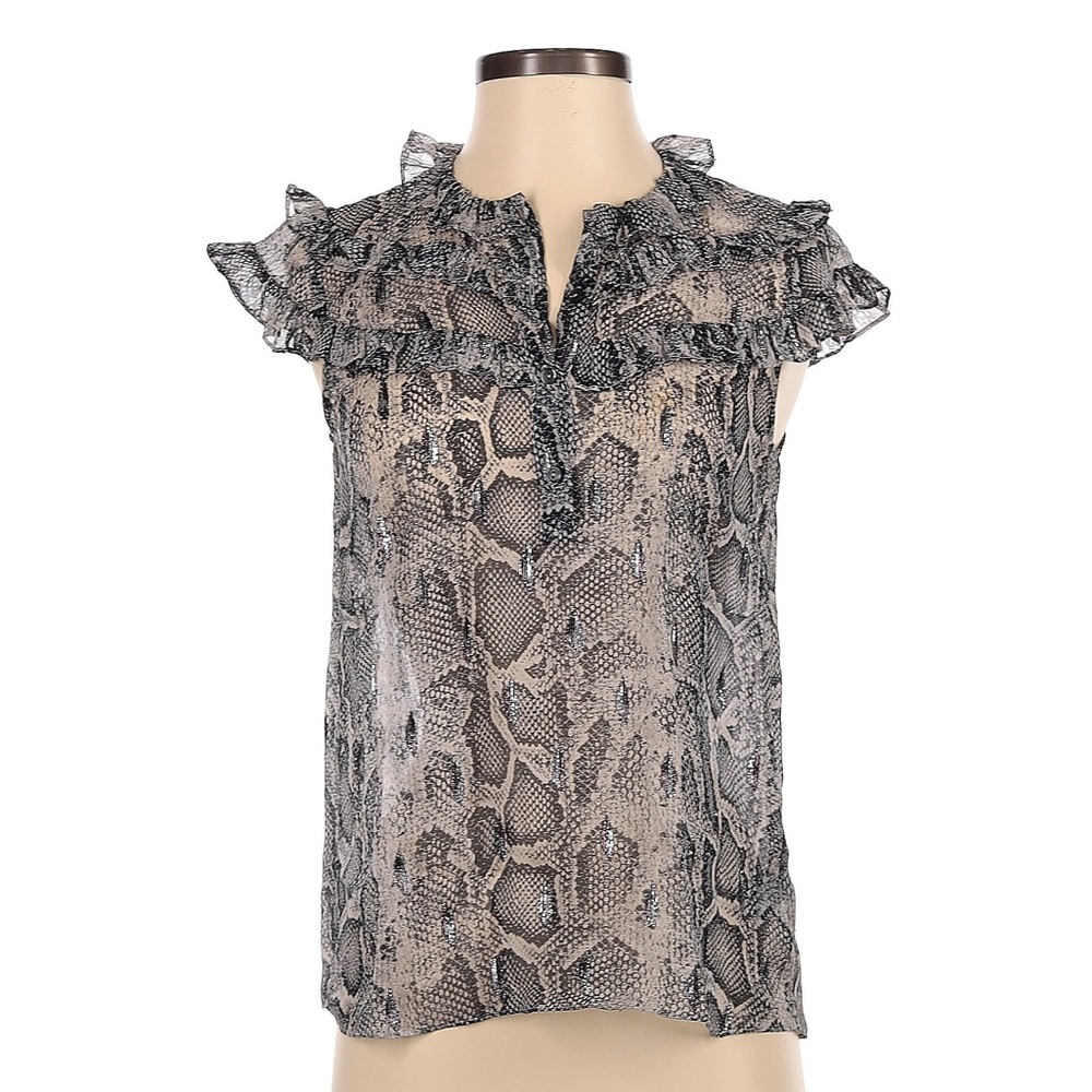 Rebecca Taylor Snakeskin Blouse Short Sleeve Size 4